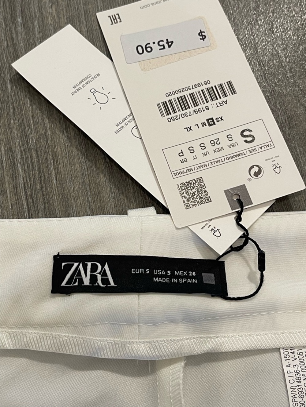 Zara White Women's Shorts/Skorts Size S Pockets Belt Loops Made in Spain - Picture 2 of 4